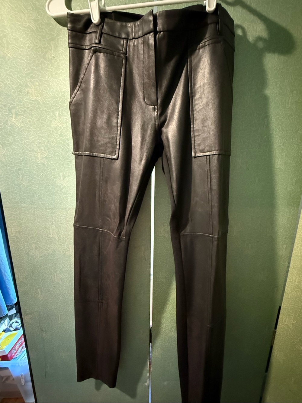 BCBGMaxAzria Leather paneled skinny leg trousers - size S